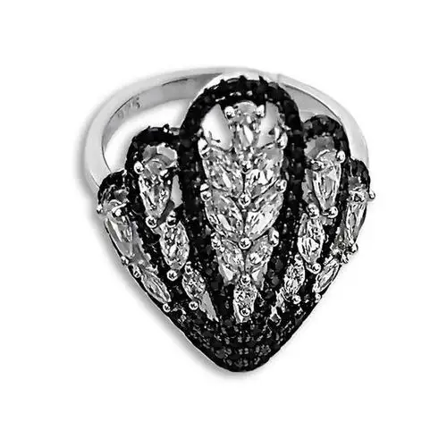 Lovrin Srebrny pierścionek 925 muszelka z cyrkoniami r14