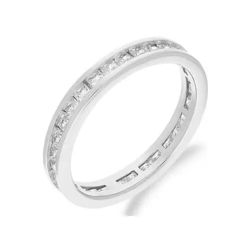 Srebrny pierścionek 925 obrączka kwadratowe cyrkonie, kolor szary
