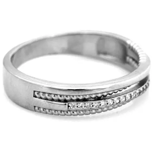 Srebrny pierścionek 925 obrączkowy z cyrkoniami, SPI1409 3