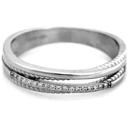 Srebrny pierścionek 925 obrączkowy z cyrkoniami, SPI1409