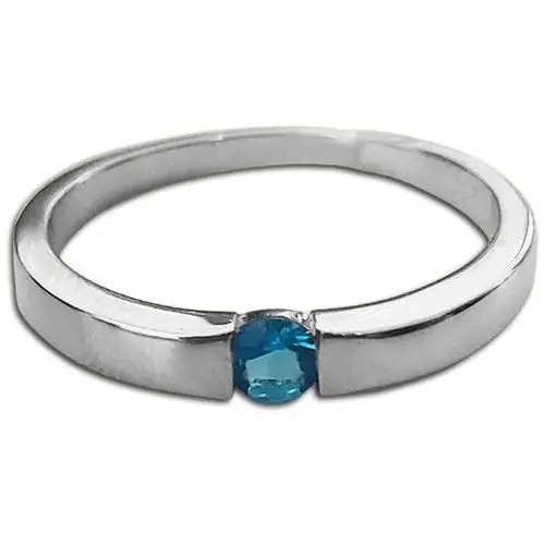 Lovrin Srebrny pierścionek 925 oczko z niebieską cyrkonią 24r
