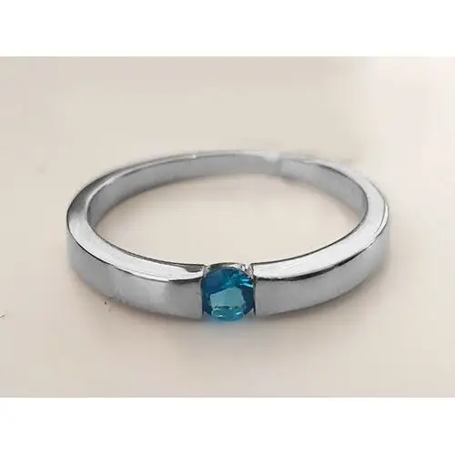 Lovrin Srebrny pierścionek 925 oczko z niebieską cyrkonią 24r 3