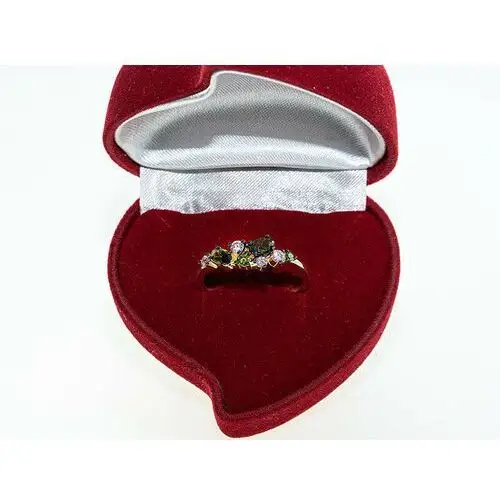 Srebrny pierścionek 925 pozłacany fantazyjnie zdobiony różowymi i zielonymi cyrkoniami Lovrin 3