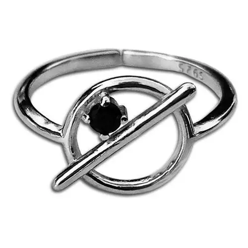 Srebrny pierścionek 925 ring z cyrkonią pałeczka 16r, kolor szary