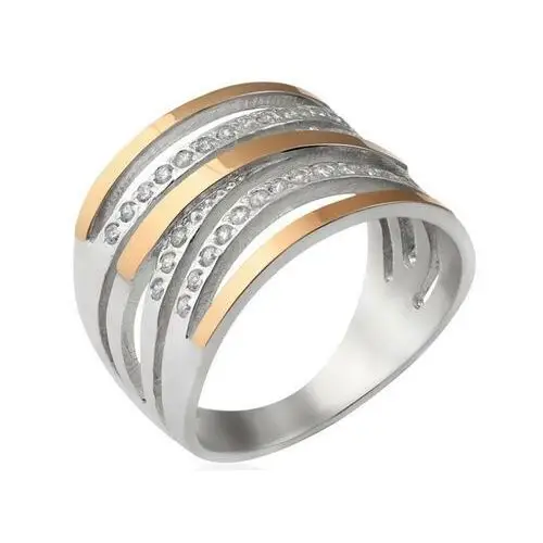 Lovrin Srebrny pierścionek 925 różowe złoto i cyrkonie 5,70g