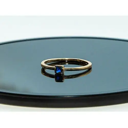 Srebrny pierścionek 925 subtelnie zdobiony szafirową cyrkonią pozłacany, PA00354 s2/r15, s6/r12, s2/17 2