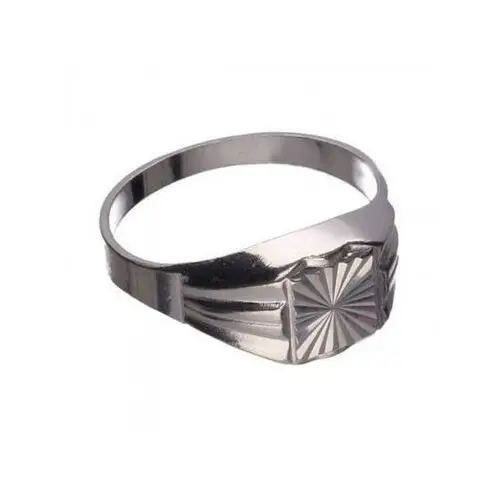 Srebrny pierścionek 925 sygnet kwadrat diamentowany, kolor szary