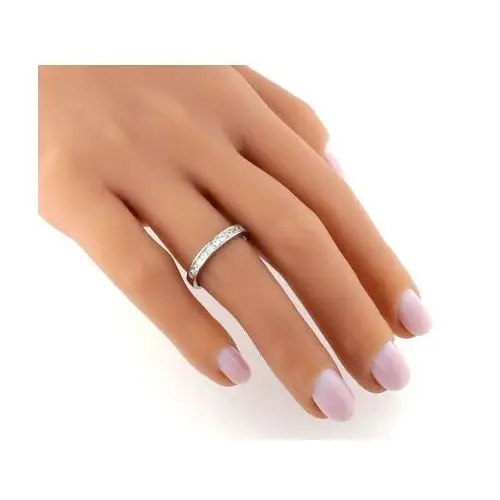 Srebrny pierścionek 925 z białymi cyrkoniami, kolor biały 3