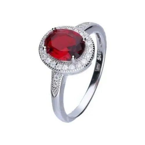 Lovrin Srebrny pierścionek 925 z czerwonym kamieniem
