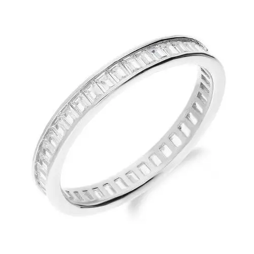 Srebrny pierścionek 925 z kwadratowymi cyrkoniami, kolor szary