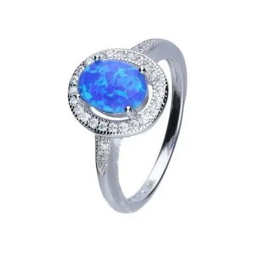 Srebrny pierścionek 925 z owalną niebieską cyrkonią r 20, kolor niebieski