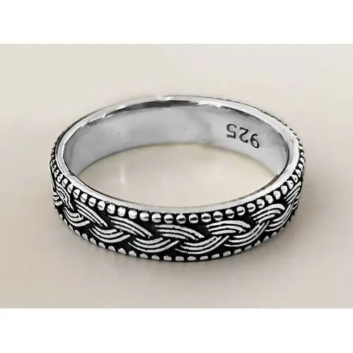 Srebrny pierścionek 925 z wzorem plecionym 18r, kolor szary 2