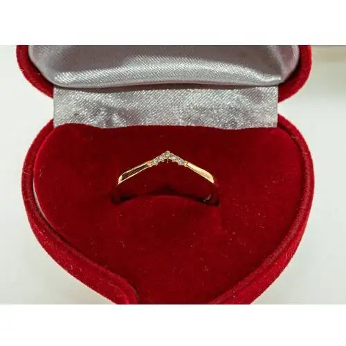 Lovrin Srebrny pozłacany pierścionek 925 subtelny zdobiony drobnymi cyrkoniami 2