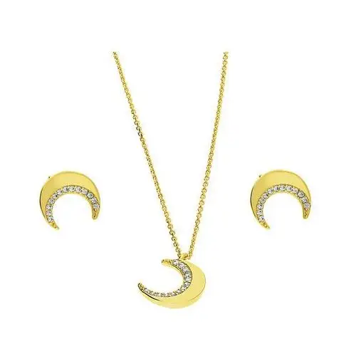Srebrny złocony komplet biżuterii 925 księżyce z cyrkoniami 4,30g Lovrin