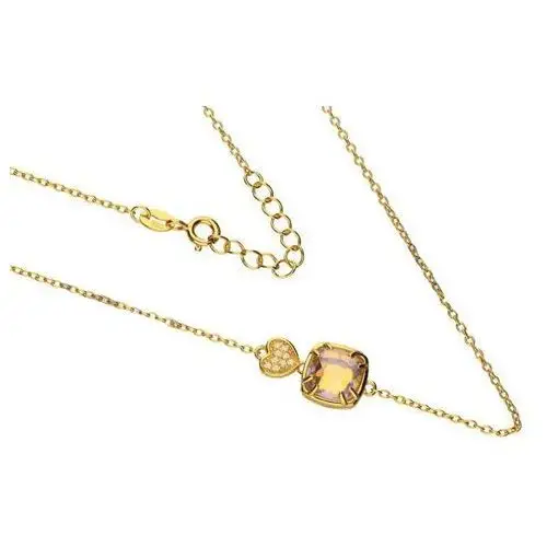 Lovrin Srebrny złocony naszyjnik 925 kryształ i cyrkonie 2,95g