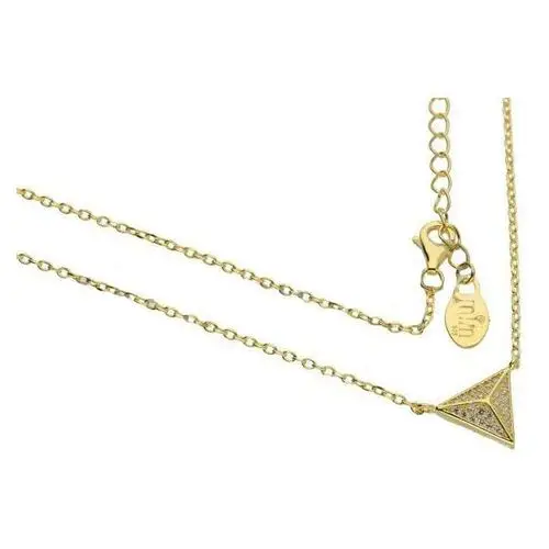 Srebrny złocony naszyjnik 925 trójkąt z cyrkoniami 3,40g Lovrin