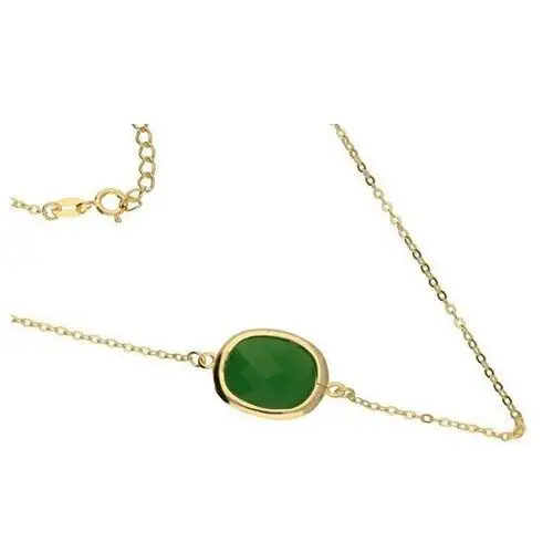 Srebrny złocony naszyjnik 925 zielony jadeit 3,69g Lovrin
