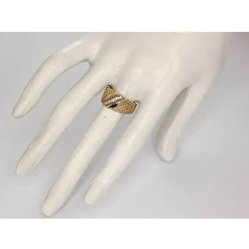 Szeroki pierścionek złoto 375 ażur z cyrkoniami, PI_4276_375 2