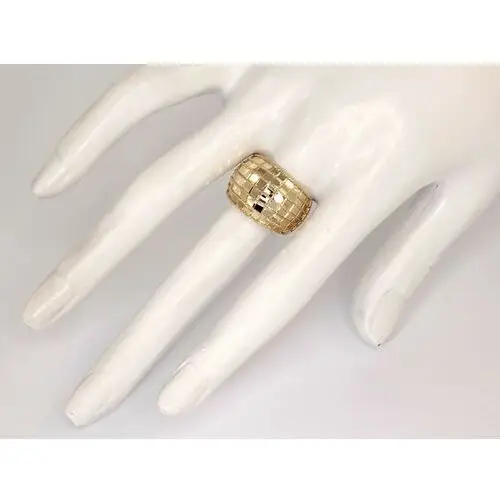 Szeroki pierścionek złoty 375 z wzorem w kratkę Lovrin 4