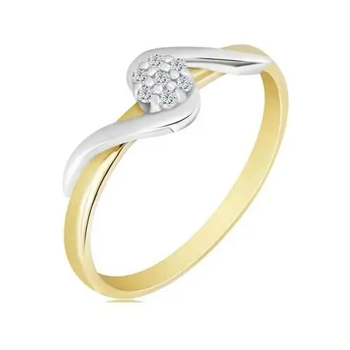 Zaręczynowy pierścionek w dwóch kolorach złota 585 z małymi diamentami, WK-50