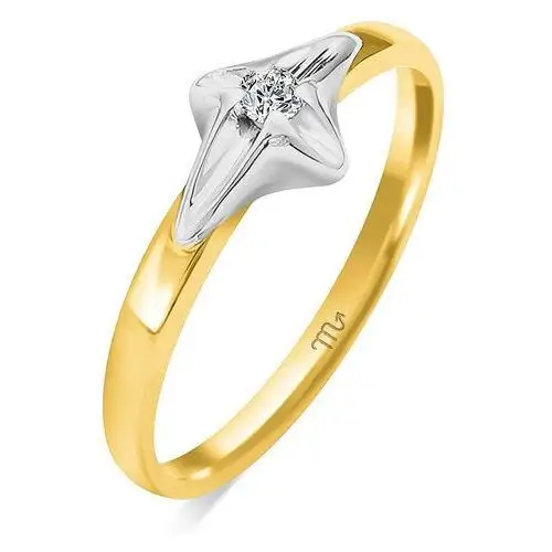 Zaręczynowy pierścionek złoty z diamentem 14karatów, kolor żółty