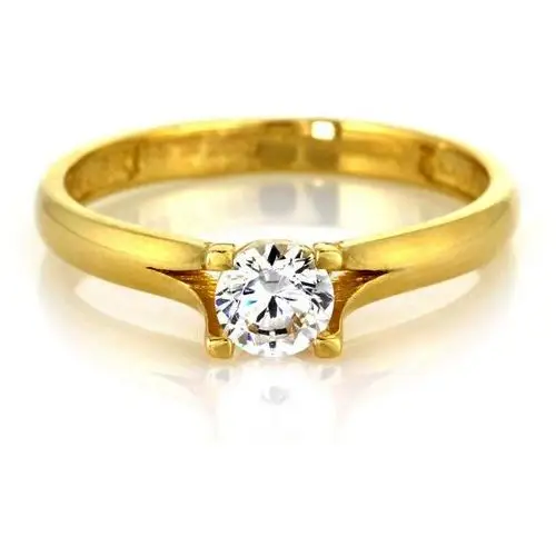 Zaręczynowy złoty pierścionek 585 z jedną cyrkonią Lovrin 2