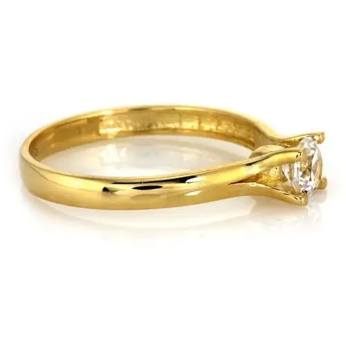 Zaręczynowy złoty pierścionek 585 z jedną cyrkonią Lovrin 3