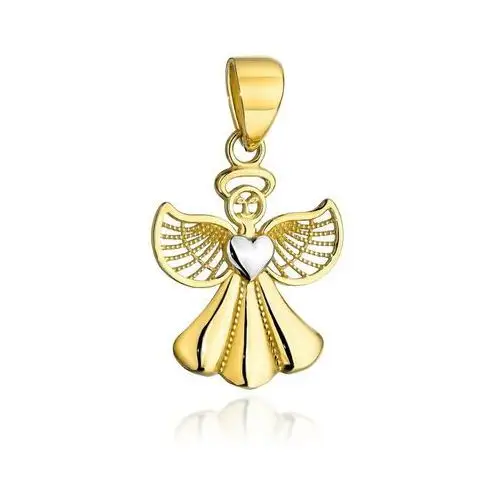 Lovrin Zawieszka złota 585 aniołek z serduszkiem w dwóch kolorach złota