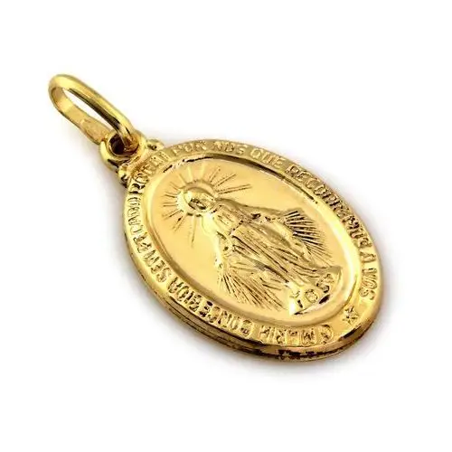 Lovrin Zawieszka złota 585 medalik z wizerunkiem matki bożej owalna