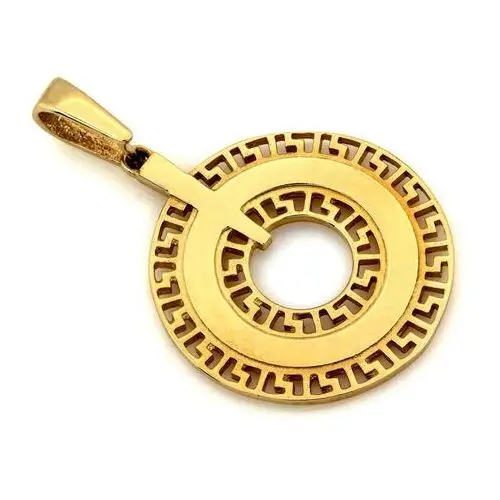 Zawieszka złota okrągła ażurowa z wzorem greckim Lovrin
