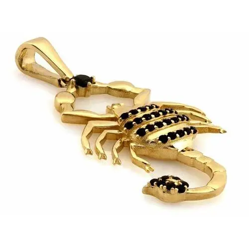 Lovrin Zawieszka złota skorpion 585 z czarnymi cyrkoniami wyjątkowy wzór na prezent 2