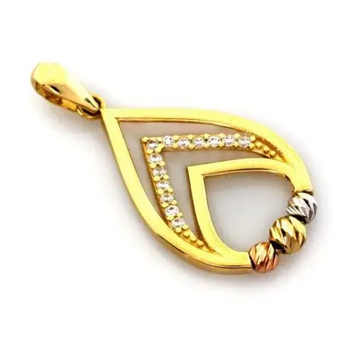 Lovrin Zawieszka złota w kształcie łzy z kulkami z cyrkoniami
