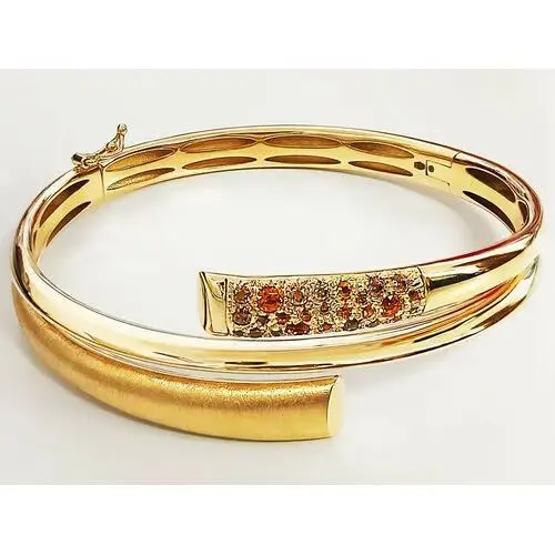 Lovrin Złota bransoletka 585 elegancka bangle sztywna z cyrkoniami 3