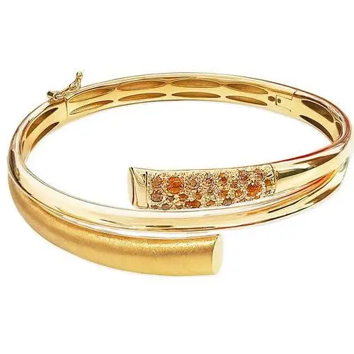 Lovrin Złota bransoletka 585 elegancka bangle sztywna z cyrkoniami