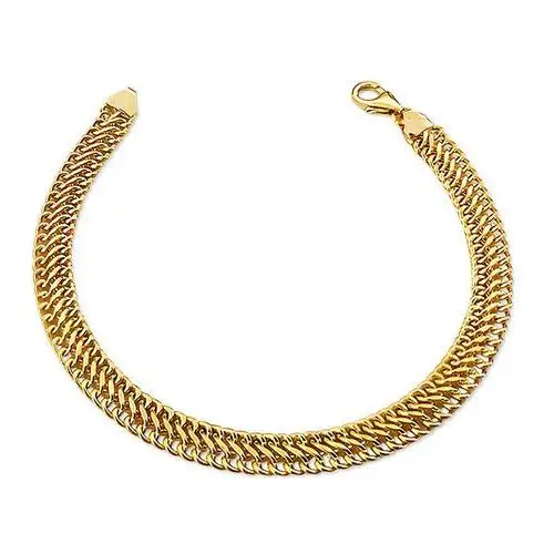 Złota bransoletka 585 elegancko połączone ze sobą dwa łańcuszki
