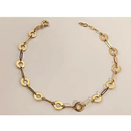 Złota bransoletka 585 elementowa z kółeczek ringi z dużymi ogniwami ankier na prezent, TU00501 s1 2