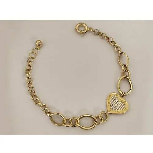 Złota bransoletka 585 łańcuch z serduszkiem, RU00182 s 2