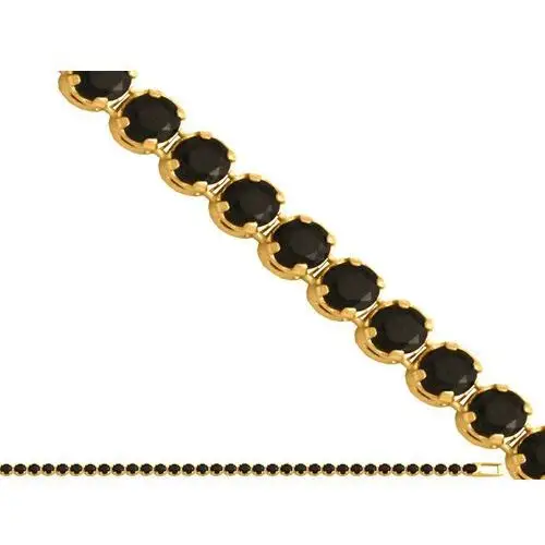 Złota bransoletka 585 rząd czarnych cyrkonii 18cm 1,80g, kolor czarny