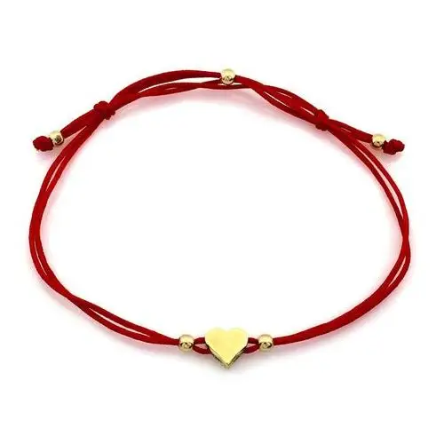 Złota bransoletka 585 sznurkowa z zawieszką serce na prezent Lovrin