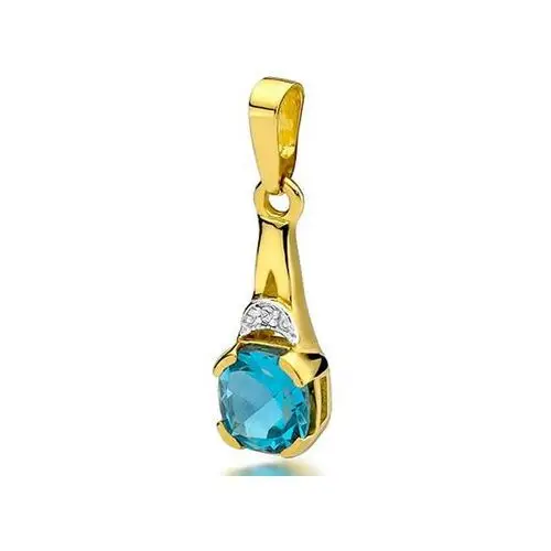 Złota przywieszka 585 elegancka z topaz diament, Z040-585-T1.10-BD