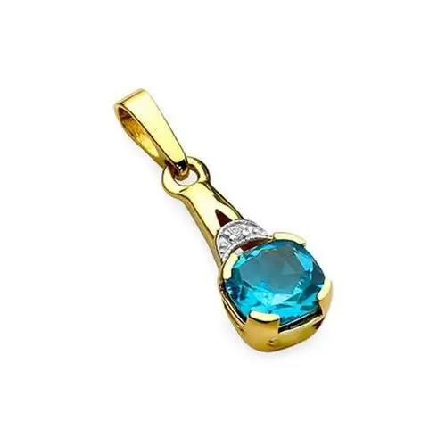 Złota przywieszka 585 elegancka z topaz diament, Z040-585-T1.10-BD 2