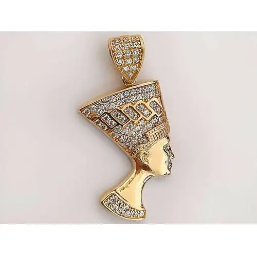 Lovrin Złota przywieszka 585 elegancki wzór popiersie nefretete egipska królowa z cyrkoniami 4