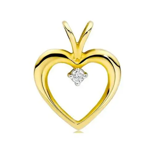Złota przywieszka 585 serce ramka z diamentem, S003-585-B0.04-BD
