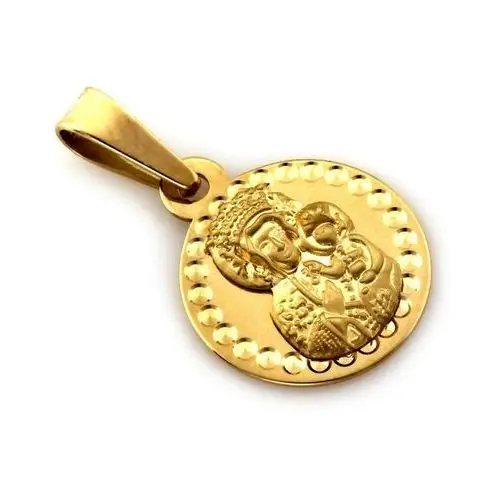 Złota zawieszka 333 medalik okrągły z matką boską idealny na komunię Lovrin