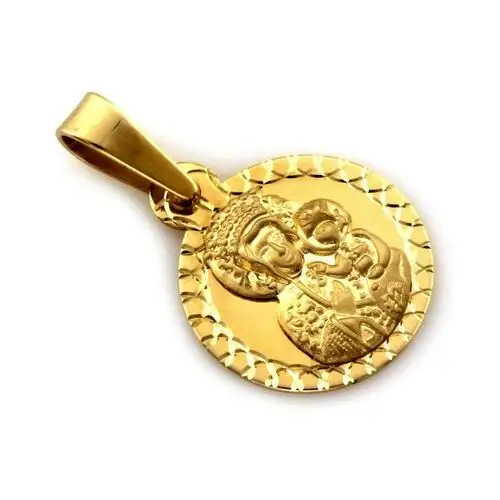Złota zawieszka 333 medalik subtelny okrągły idealny na komunię