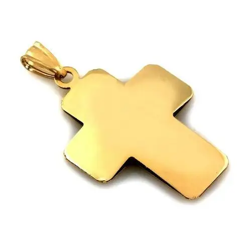 Złota zawieszka 375 nowoczesny krzyżyk z Jezusem z białym złotem, kolor biały 2