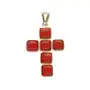 Złota zawieszka 585 krzyż z koralem naturalnym chrzest 2,27g, kolor czerwony Sklep