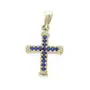 Złota zawieszka 585 krzyż z niebieskimi cyrkoniami chrzest Lovrin Sklep