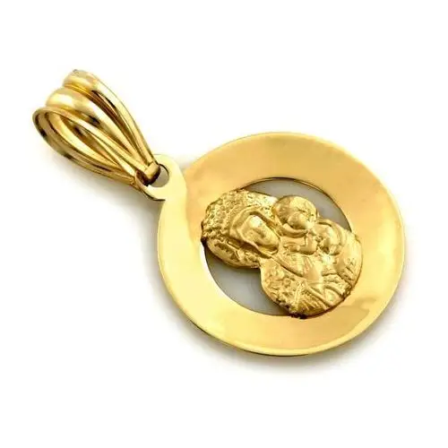 Złota zawieszka 585 okrągły medalik matka boska częstochowska Lovrin