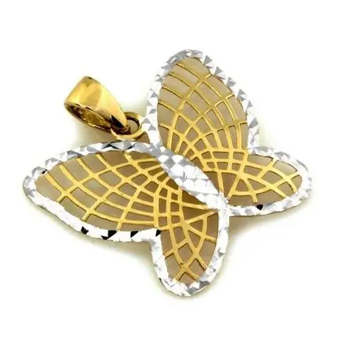 Złota zawieszka ażurowy motyl dwukolorowy, kolor wielokolorowy